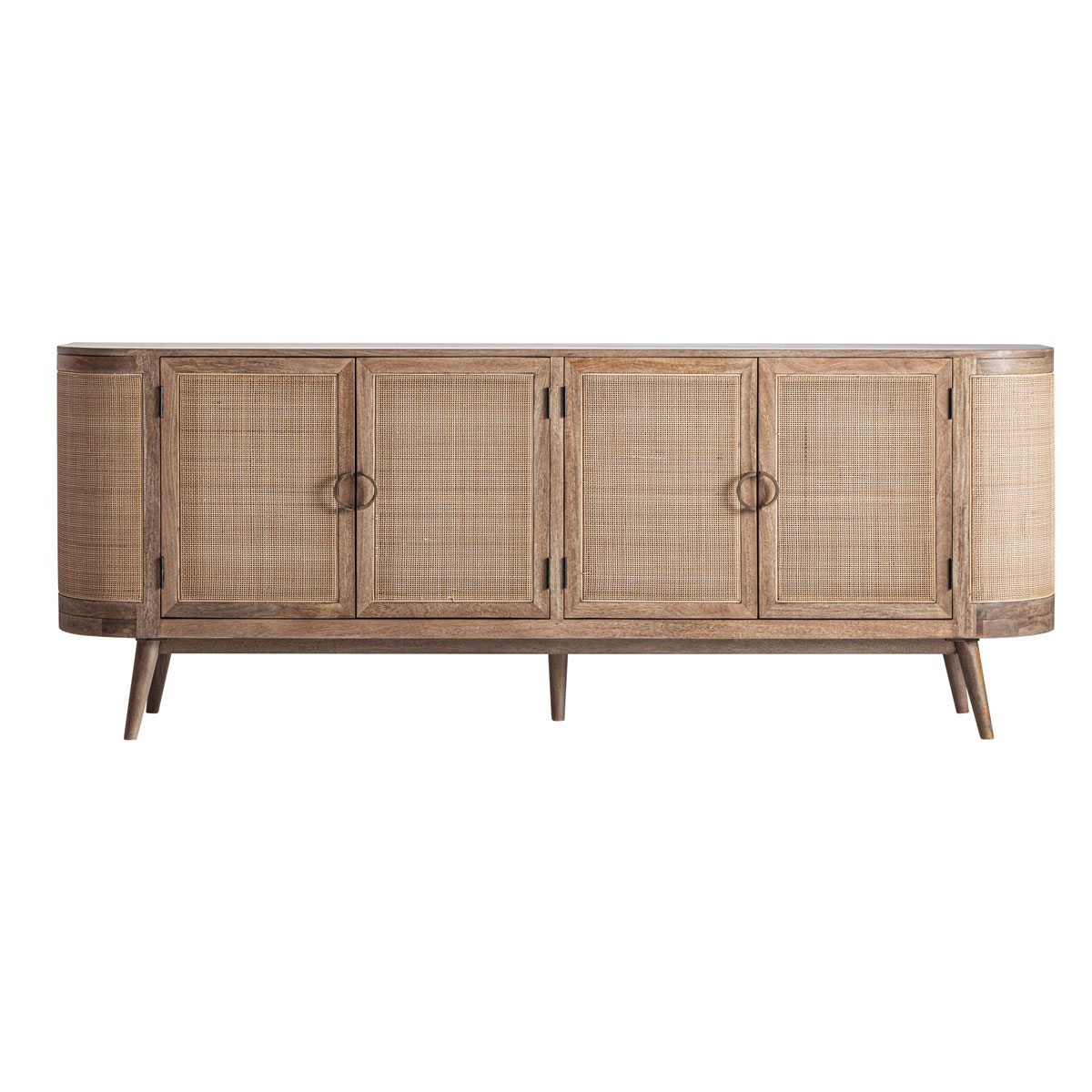 Sideboard BECKLEY 220 cm Rattangeflecht Mangoholz hellbraun Kommode