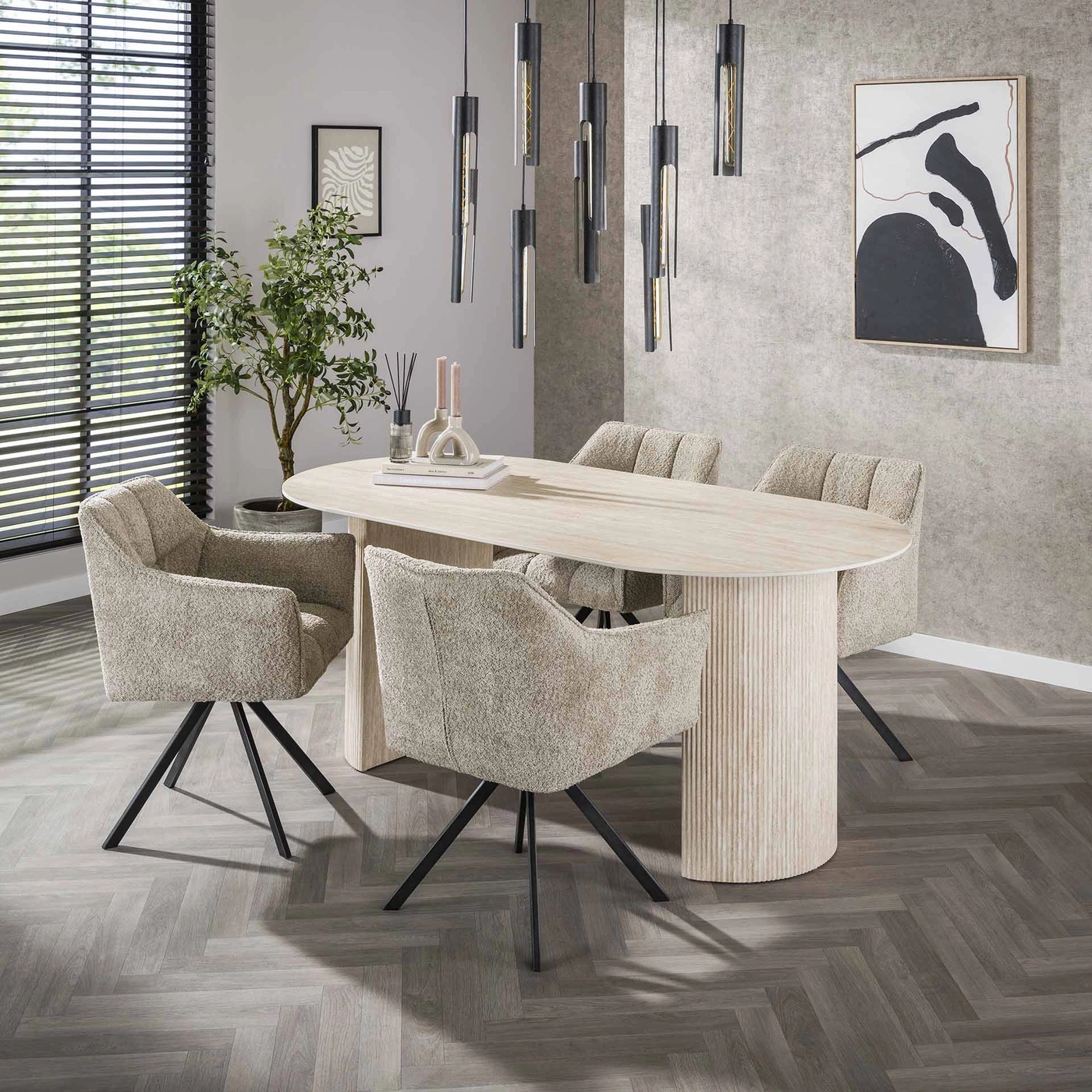 Esstisch Verona in Travertinoptik oval 180 cm - Maison ESTO