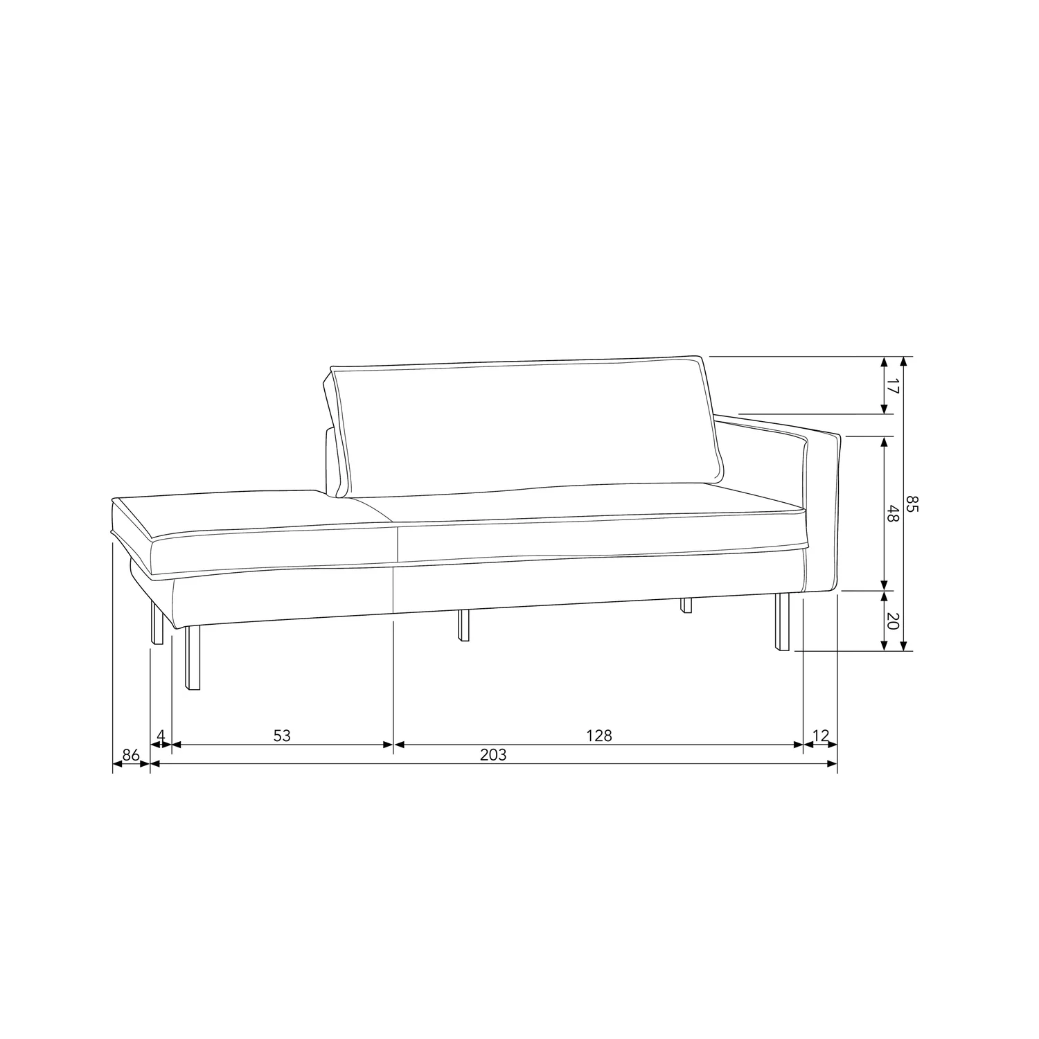 Sofa Chaiselongue RODEO Recamiere Samt taupe rechts Tagesbett