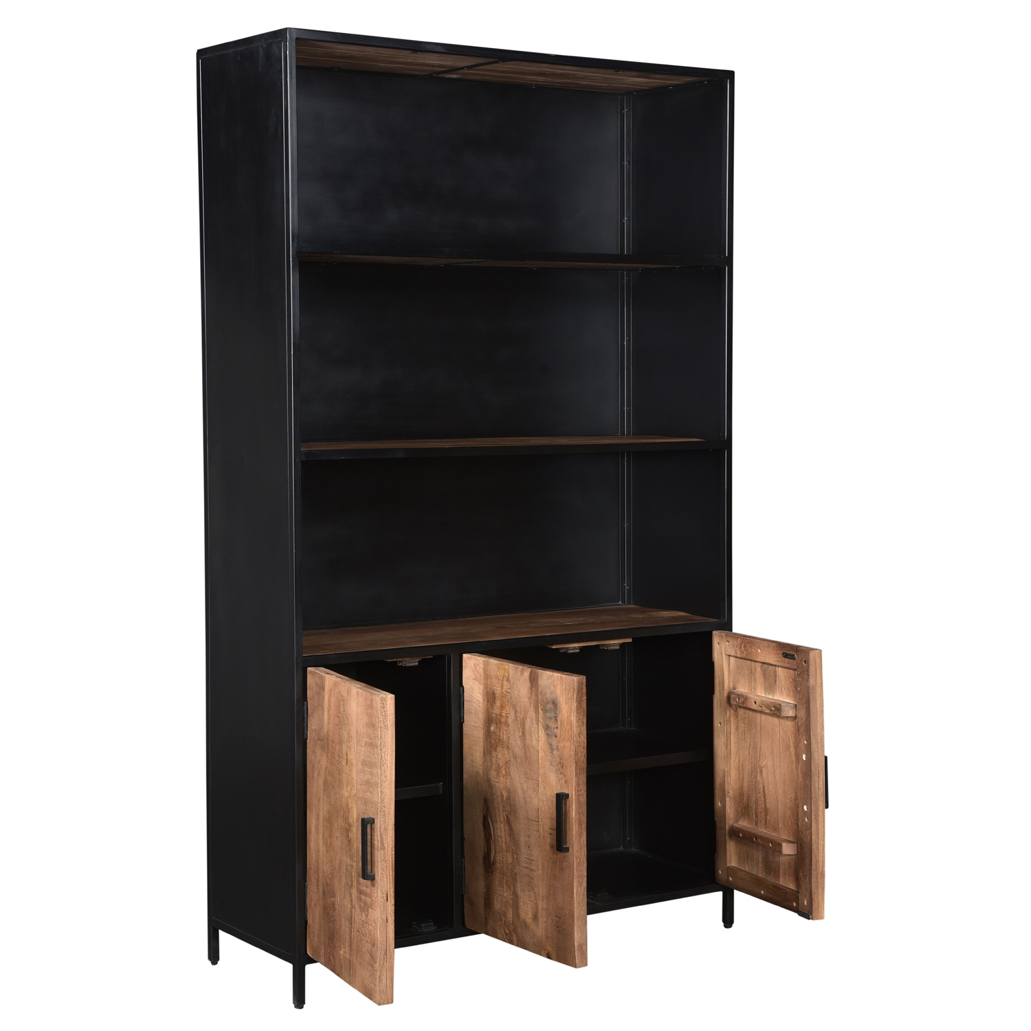 Schrank Regal mit Türen Sturdy B 120 cm Mangoholz massiv