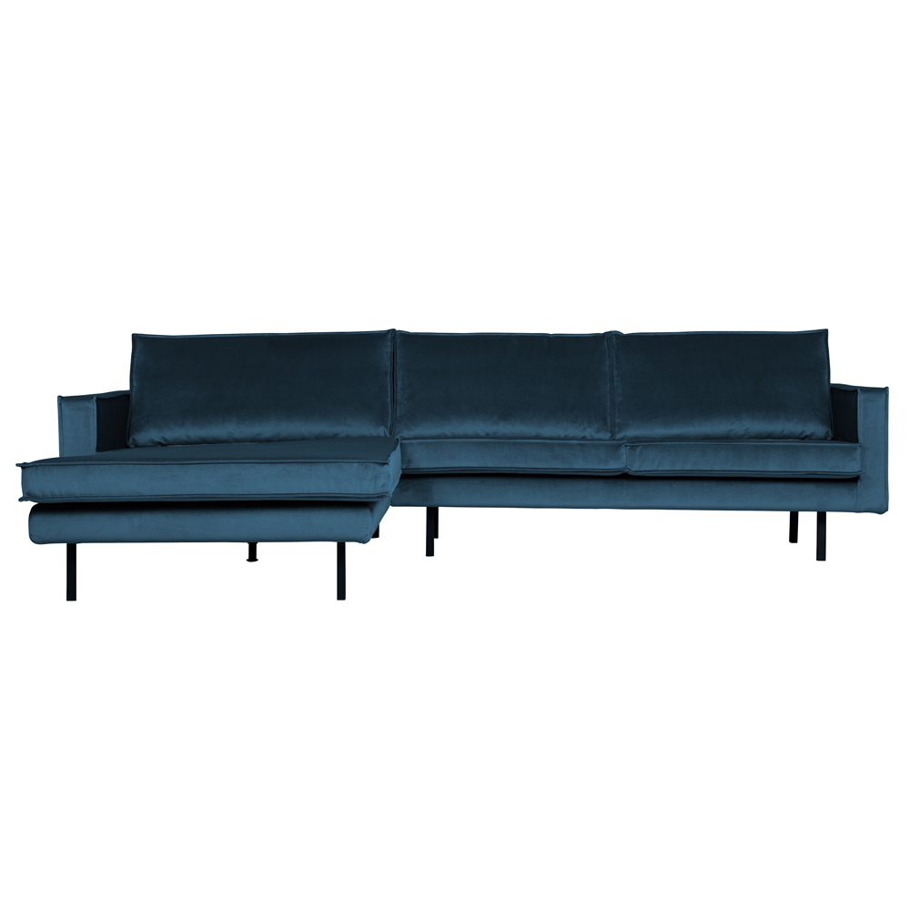 Ecksofa Rodeo Samt blau Recamiere Links
