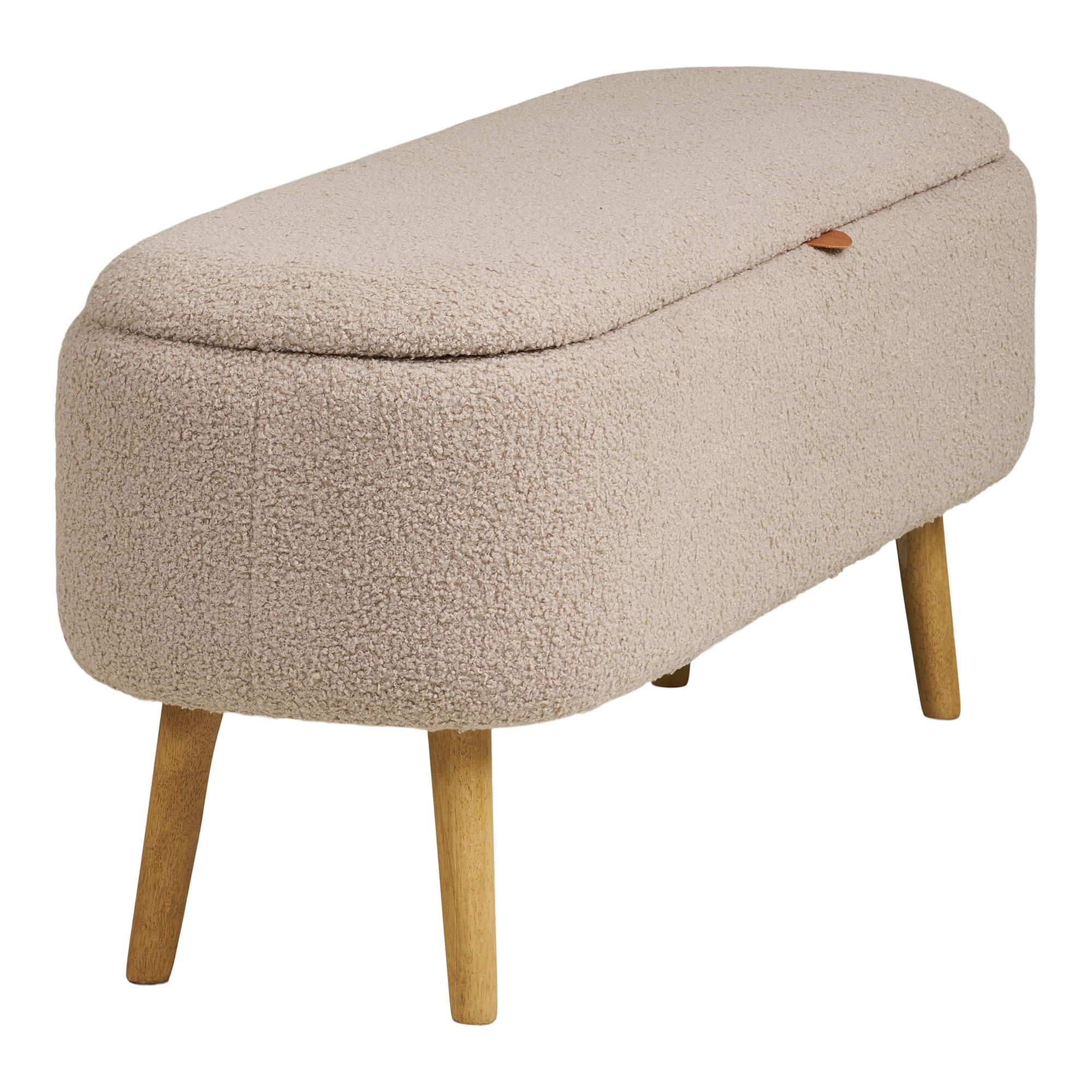 Sitzbank HERNING 95 cm aufklappbar Sitzbezug Bouclé beige Bank