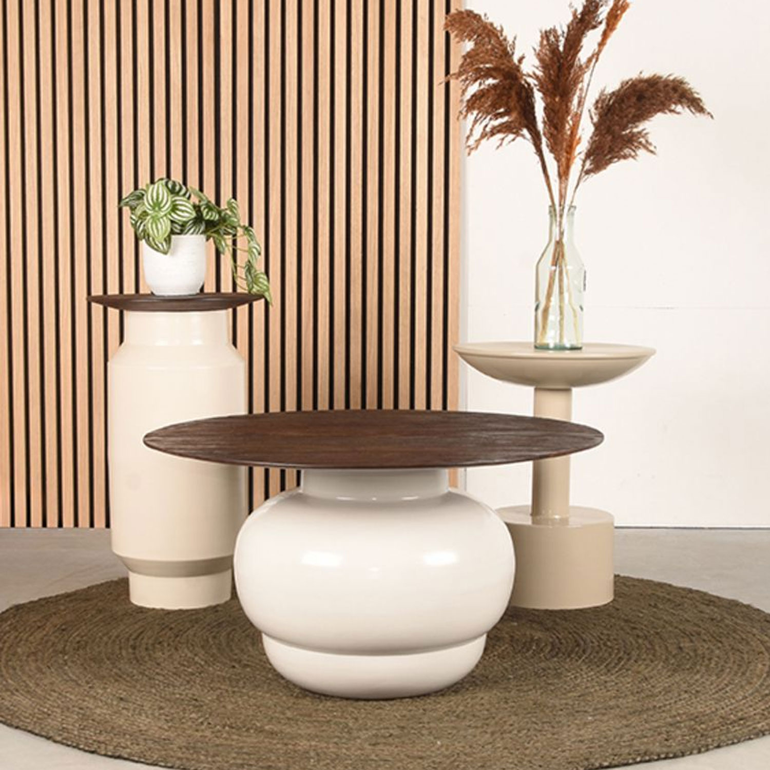 Couchtisch KIM rund Ø 74 cm Mangoholz Espresso Elfenbein