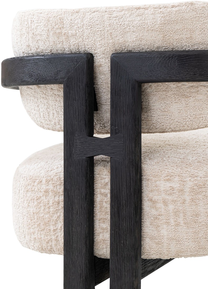 Lounge Sessel Kelly Chenille sand Holzgestell schwarz