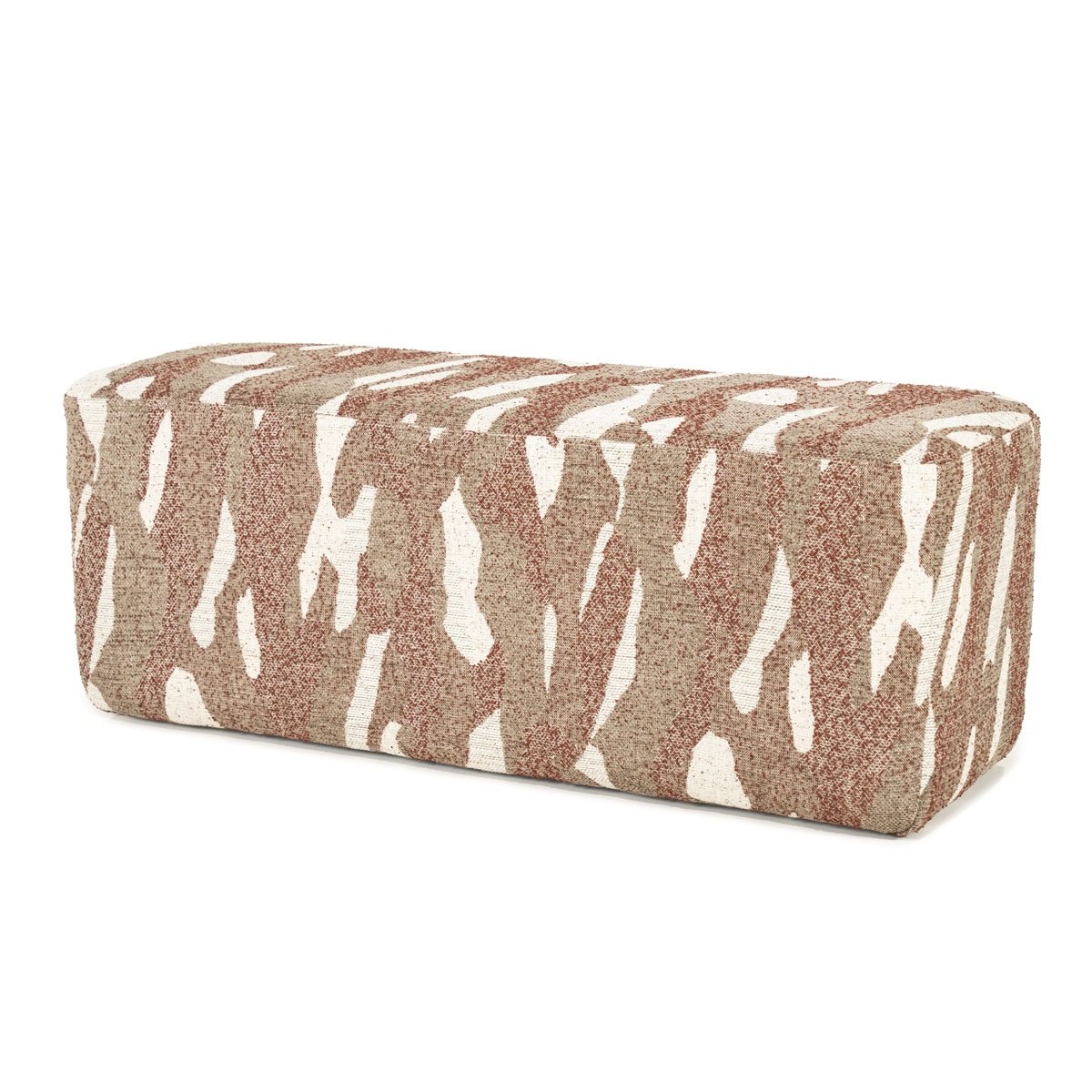 Bank Hocker Rytm 121 cm Stoff rot mit Muster Sitzbank Sitzpouf