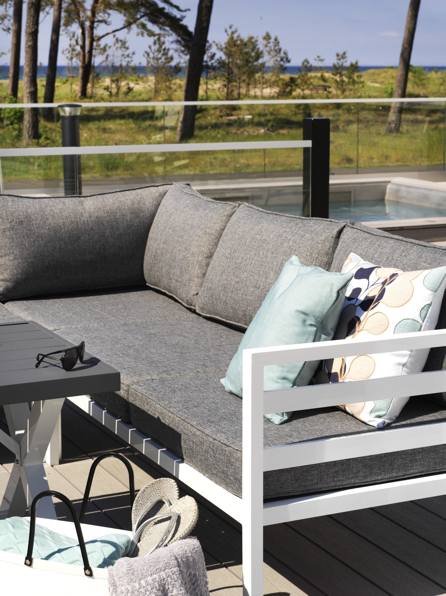 Ecksofa Garten Lounge Set WELDON incl.Sitzkissen weiss