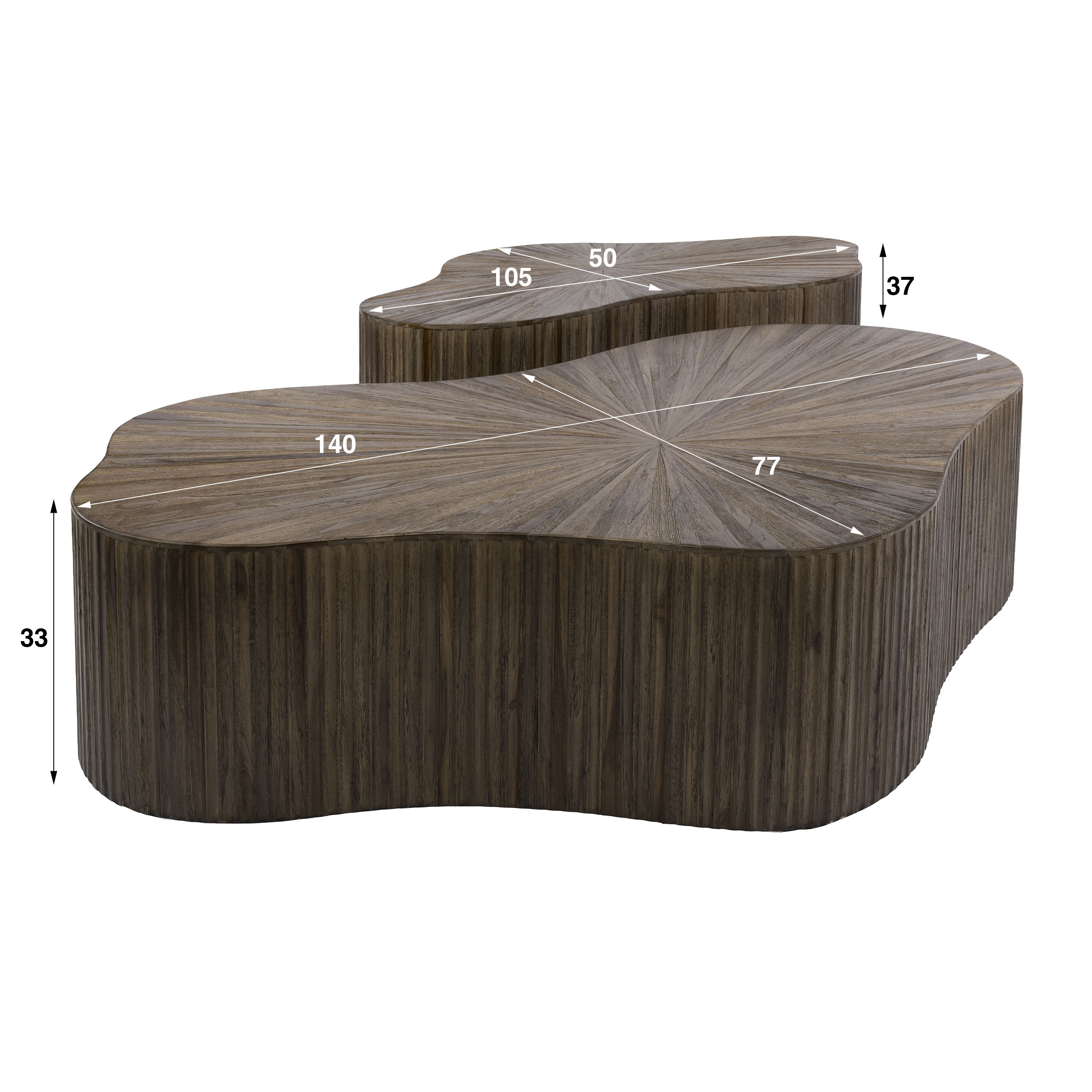 2er Set Couchtisch Solmaya XL Teakholz