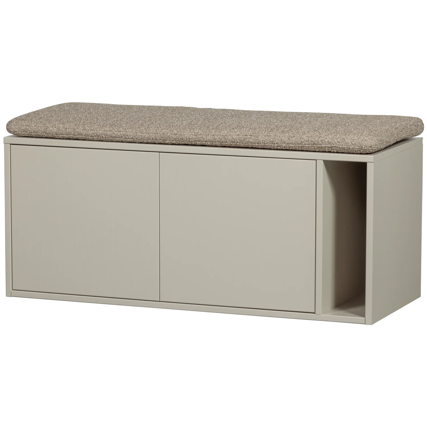 Sitzbank Bank Lowboard SETTLE DOWN mit Kissen 108 cm Kiefernholz staubgrau
