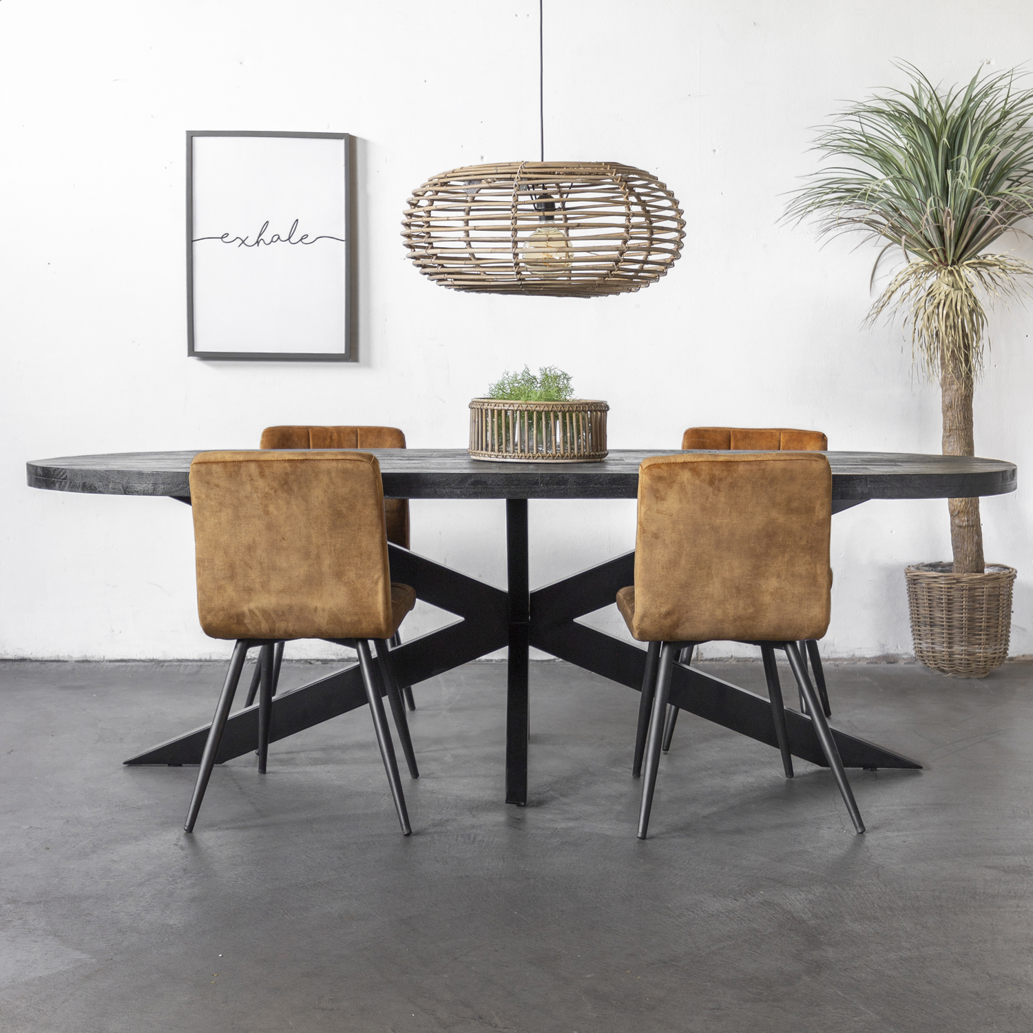 Esstisch Barn oval 300 x 100 cm Mango schwarz