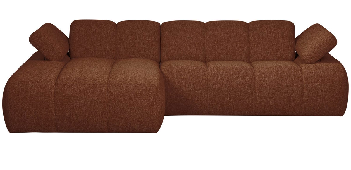 woood Chaiselongue Sofa MOJO links Bouclé rostbraun meliert