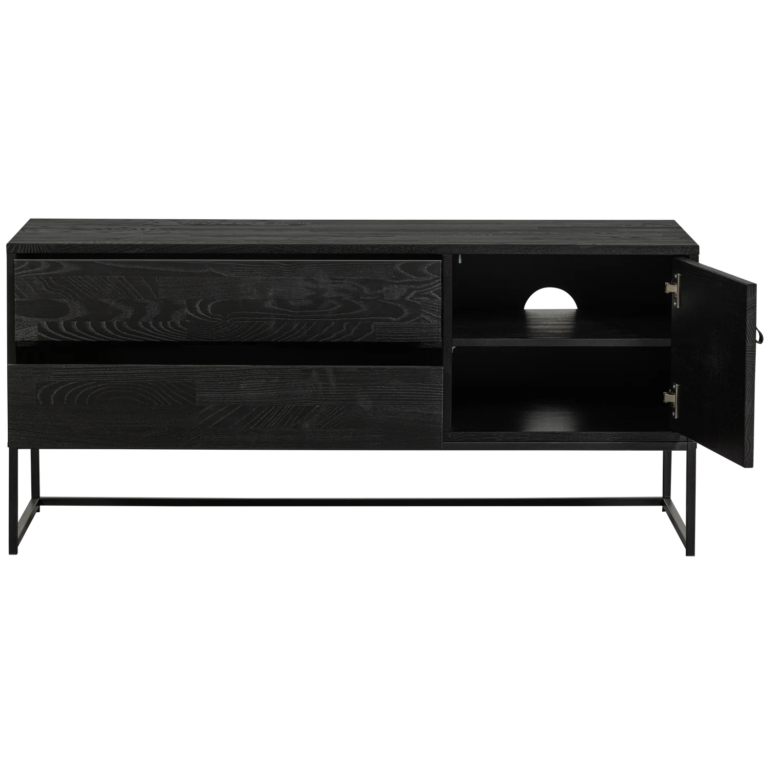 TV Möbel Lowboard SILAS 150 cm Kiefernholz Metall schwarz