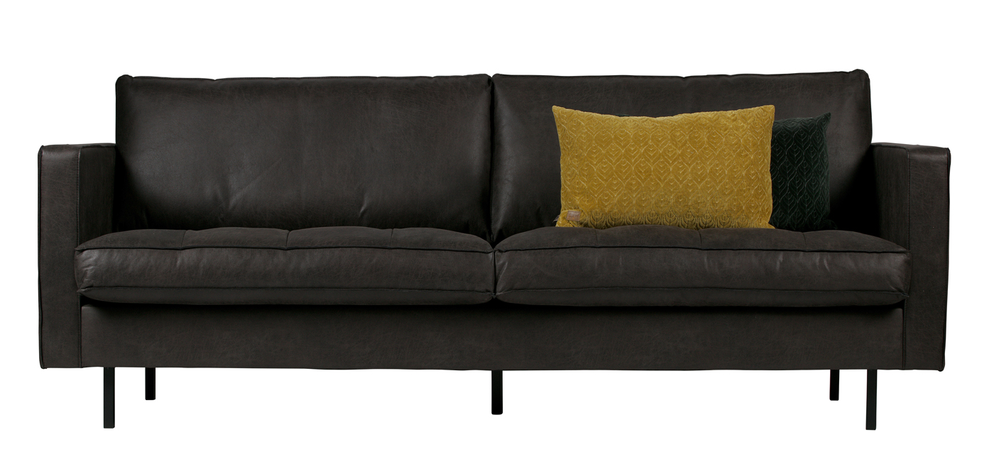 2,5 Sitzer Sofa Rodeo classic schwarz recyceltes Leder