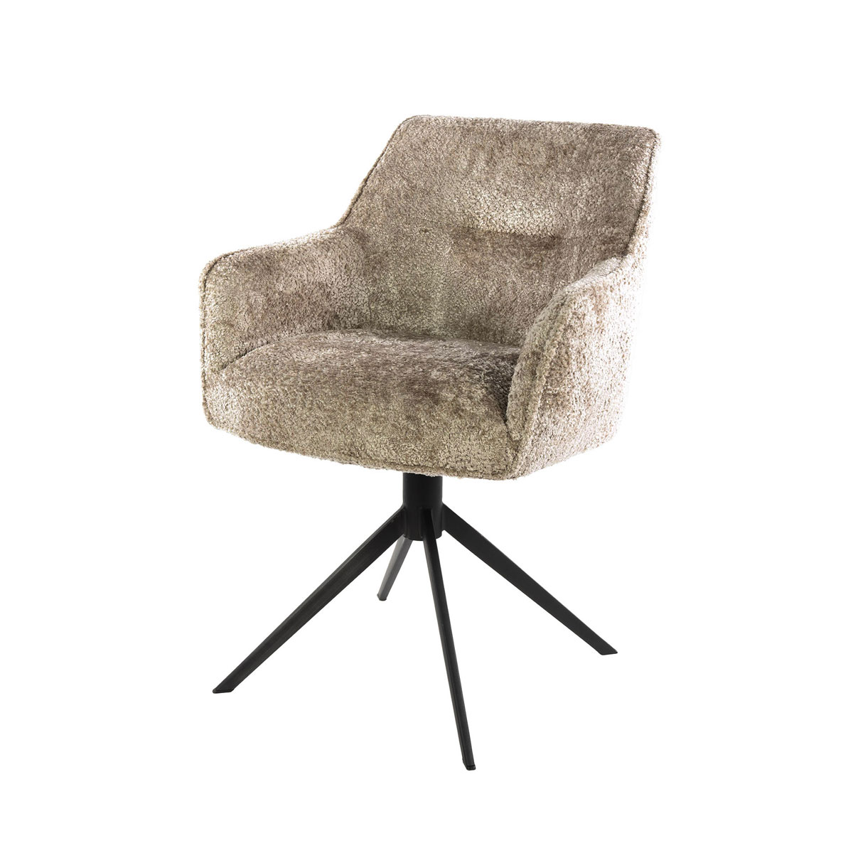 Esszimmerstuhl ARVIC mit Armlehne Stuhl drehbar Teddystoff sand