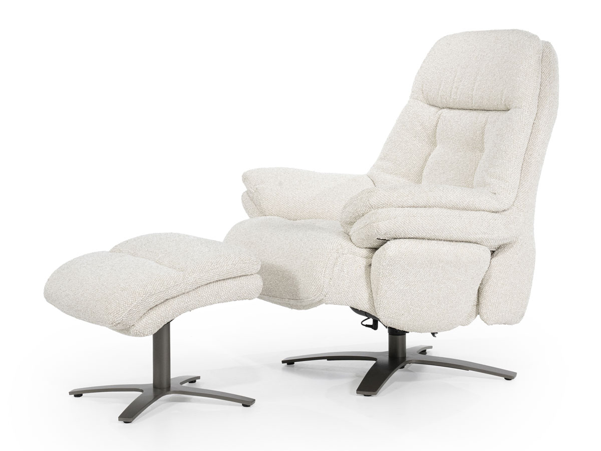 Relaxsessel Caleb elektrisch verstellb. mit Hocker Stoff beige
