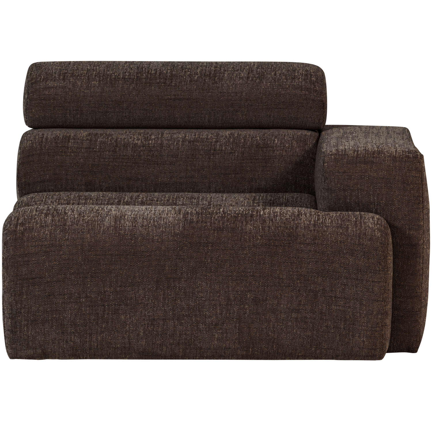 Sofaelement NOVI mit Armlehne rechts Element Webstoff dunkelbraun melange