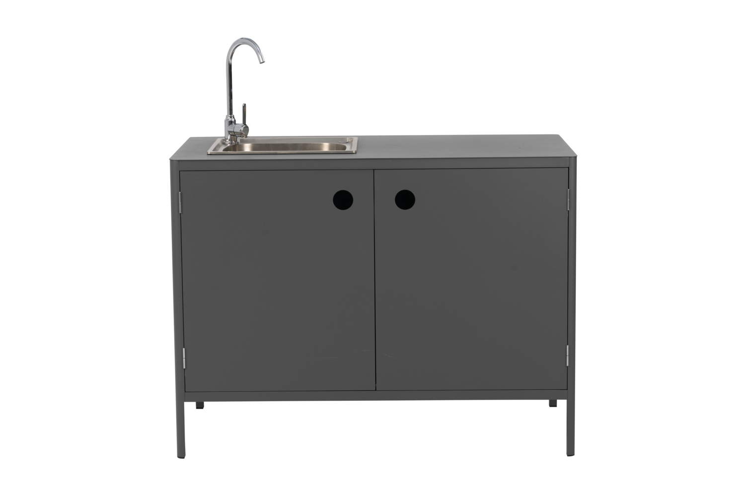 Outdoor Küche Kelia Modul mit Türen Spüle und Armatur 121 cm Aluminium anthrazit