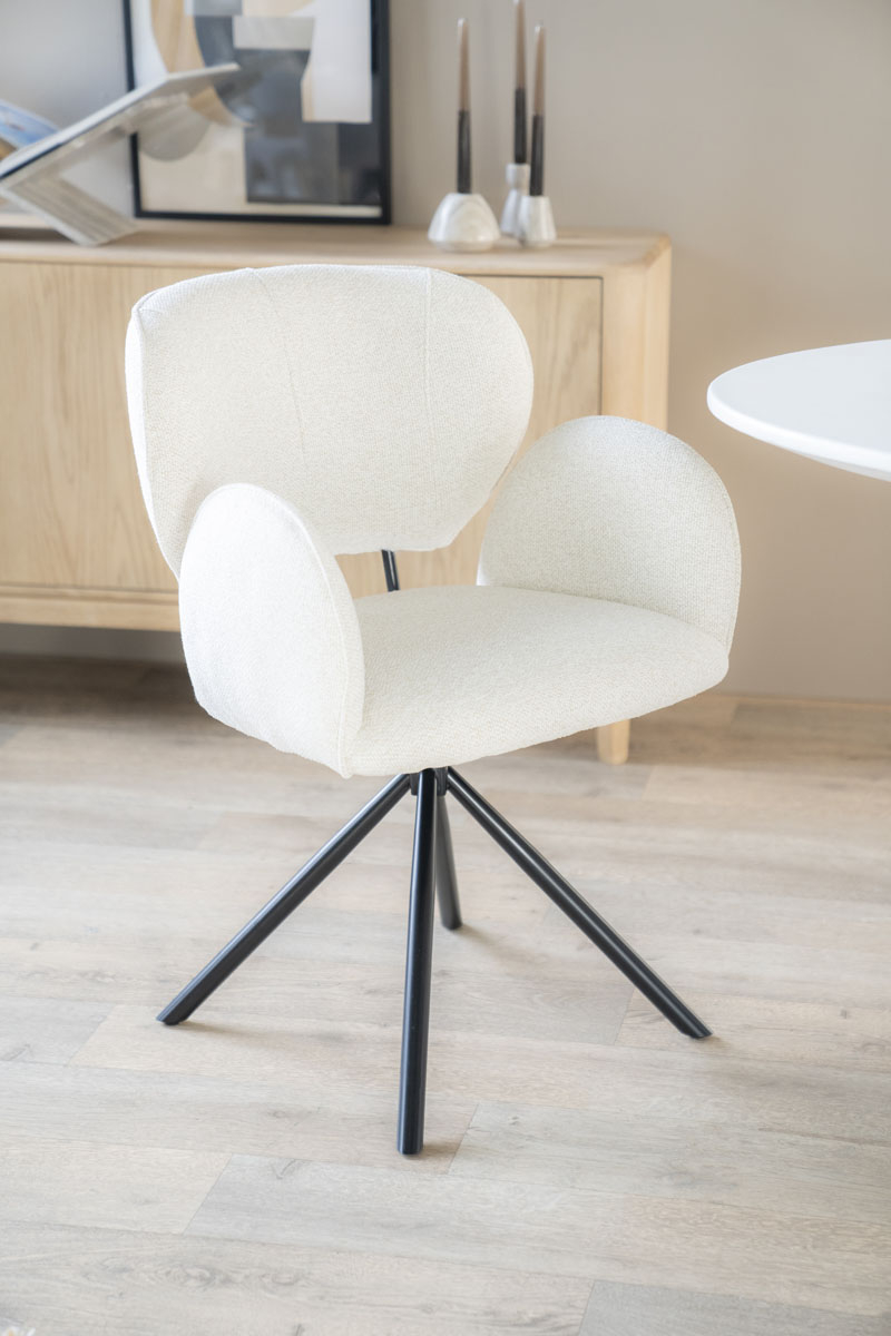 Esszimmerstuhl Rosalin drehbar beige Stoffbezug