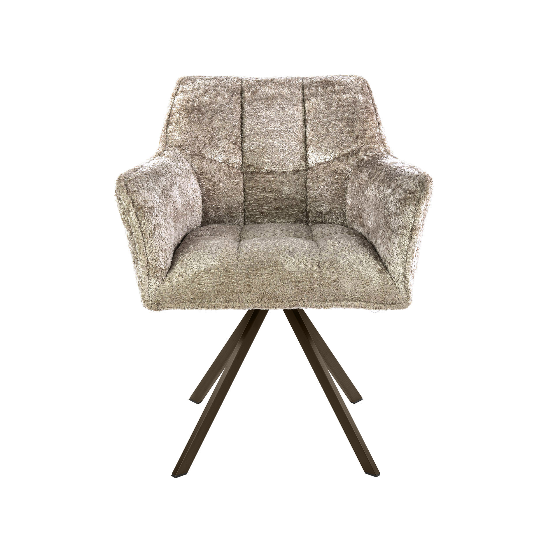 2er Set Armlehnstuhl Fino Soft-Teddy sand Beine braun drehbar