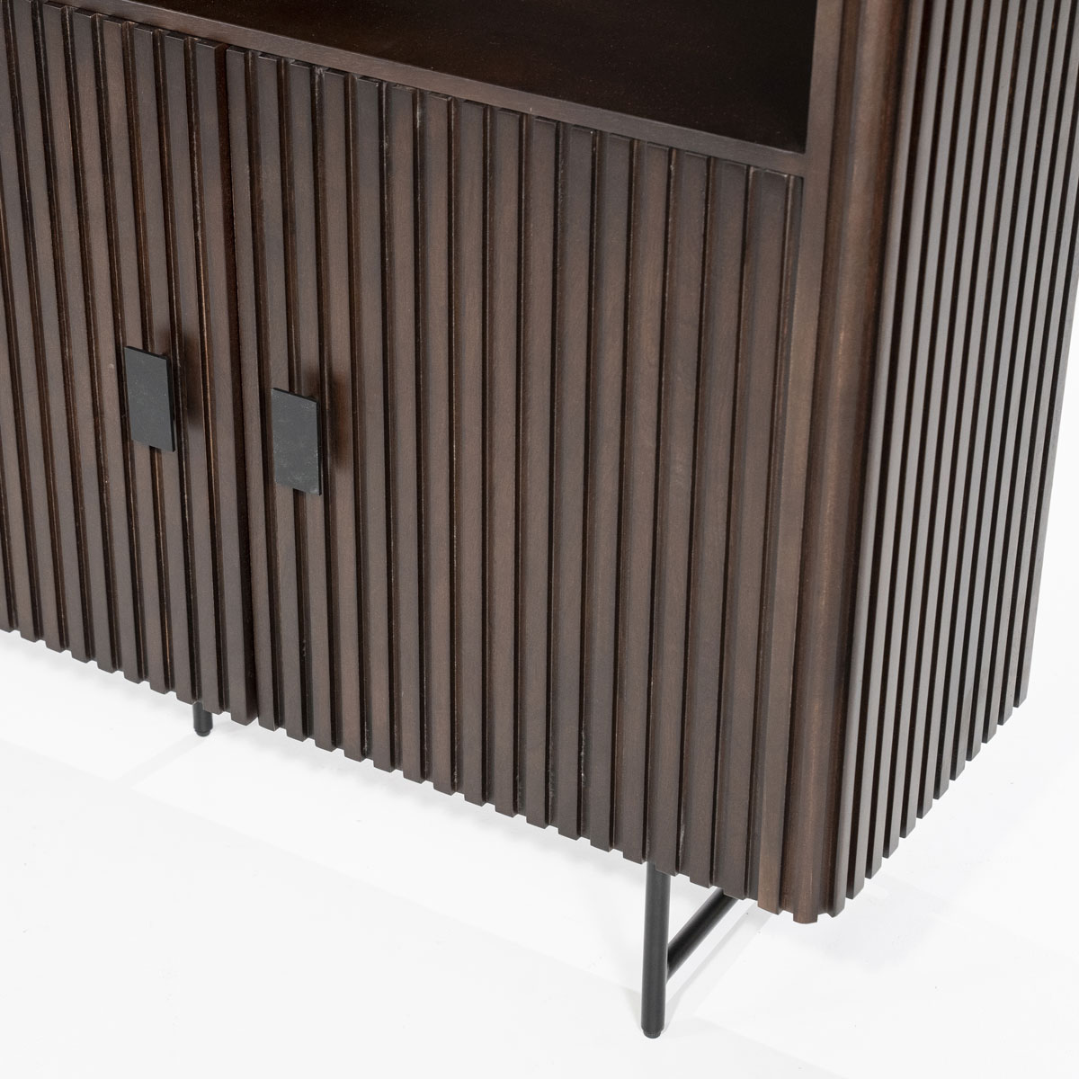 Bücherschrank Schrank Remi 4-türig Mangoholz braun
