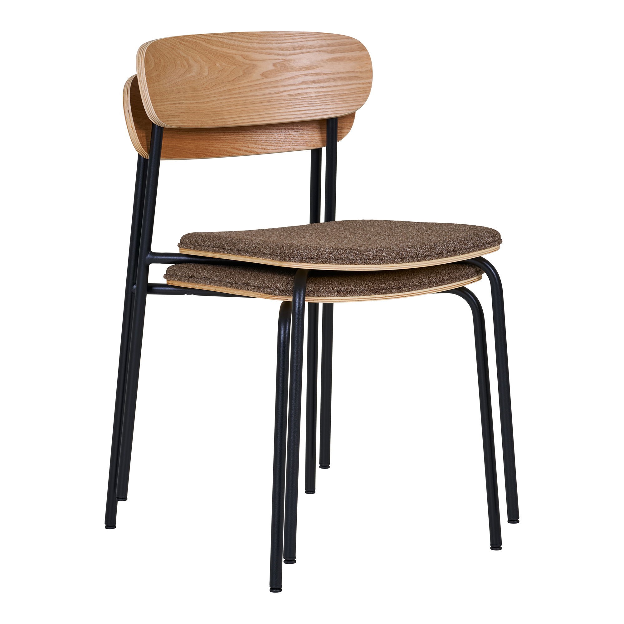 2er Set Esstischstuhl Florenz Stoff braun stapelbar Dinnerstuhl Esszimmerstuhl