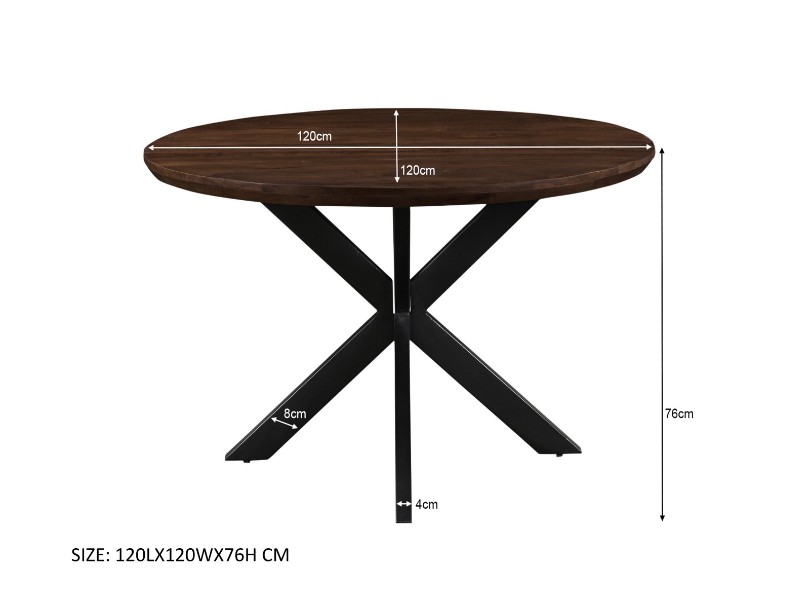 Esstisch Jesper rund Ø 120 cm Mangoholz dunkelbraun