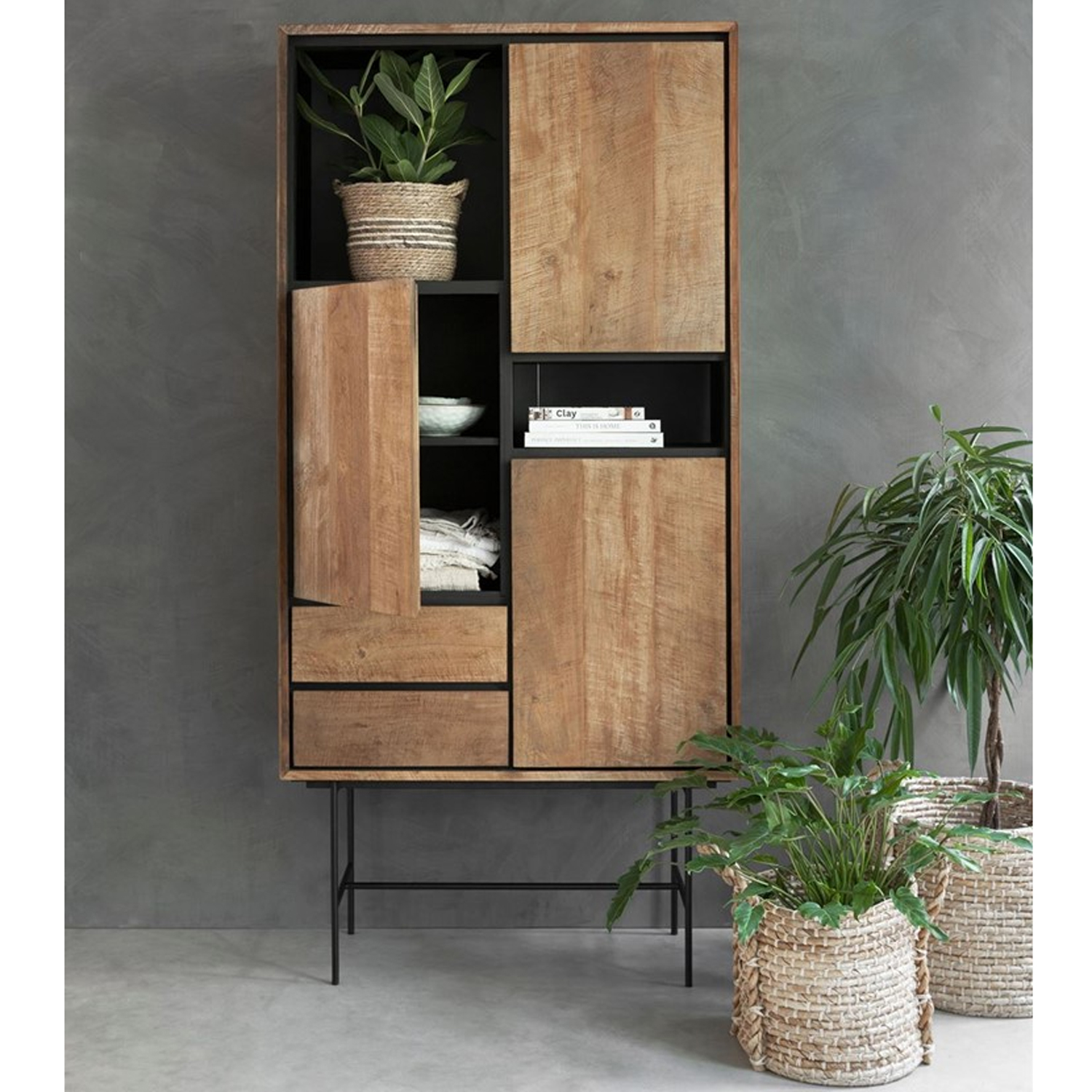 Highboard Schrank Metropole II H 210 cm Teakholz