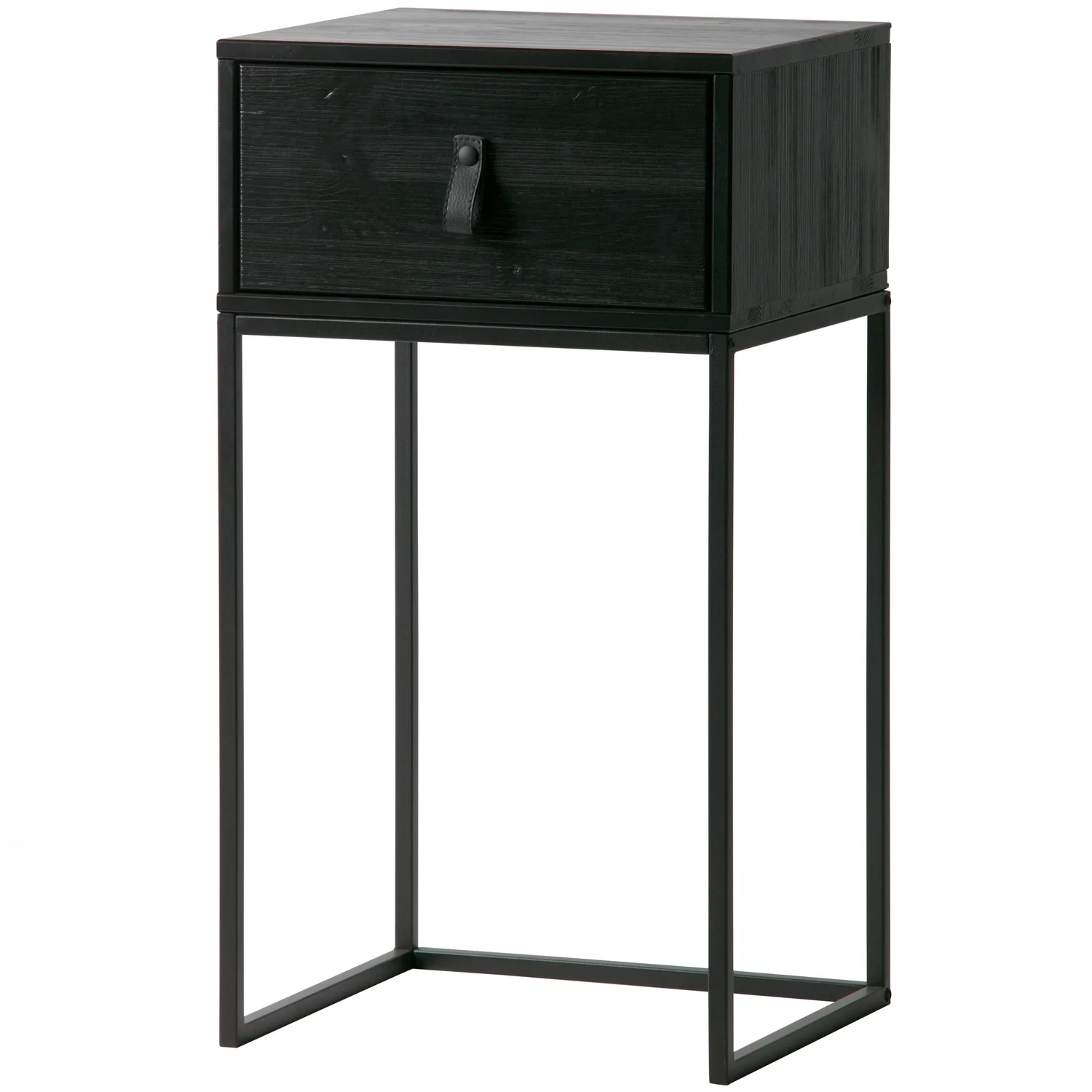 Nachtschränkchen ZOLA H 74 cm mit Schublade Metall Kiefernholz schwarz