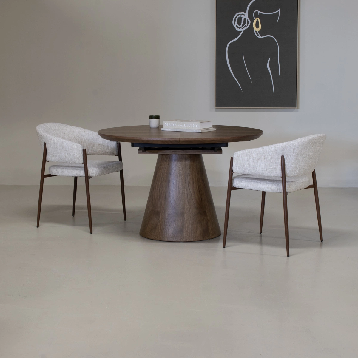 Esstisch Vivan rund Ø 120 cm ausziehbar auf 160 cm MDF Eschenfurnier dunkelbraun
