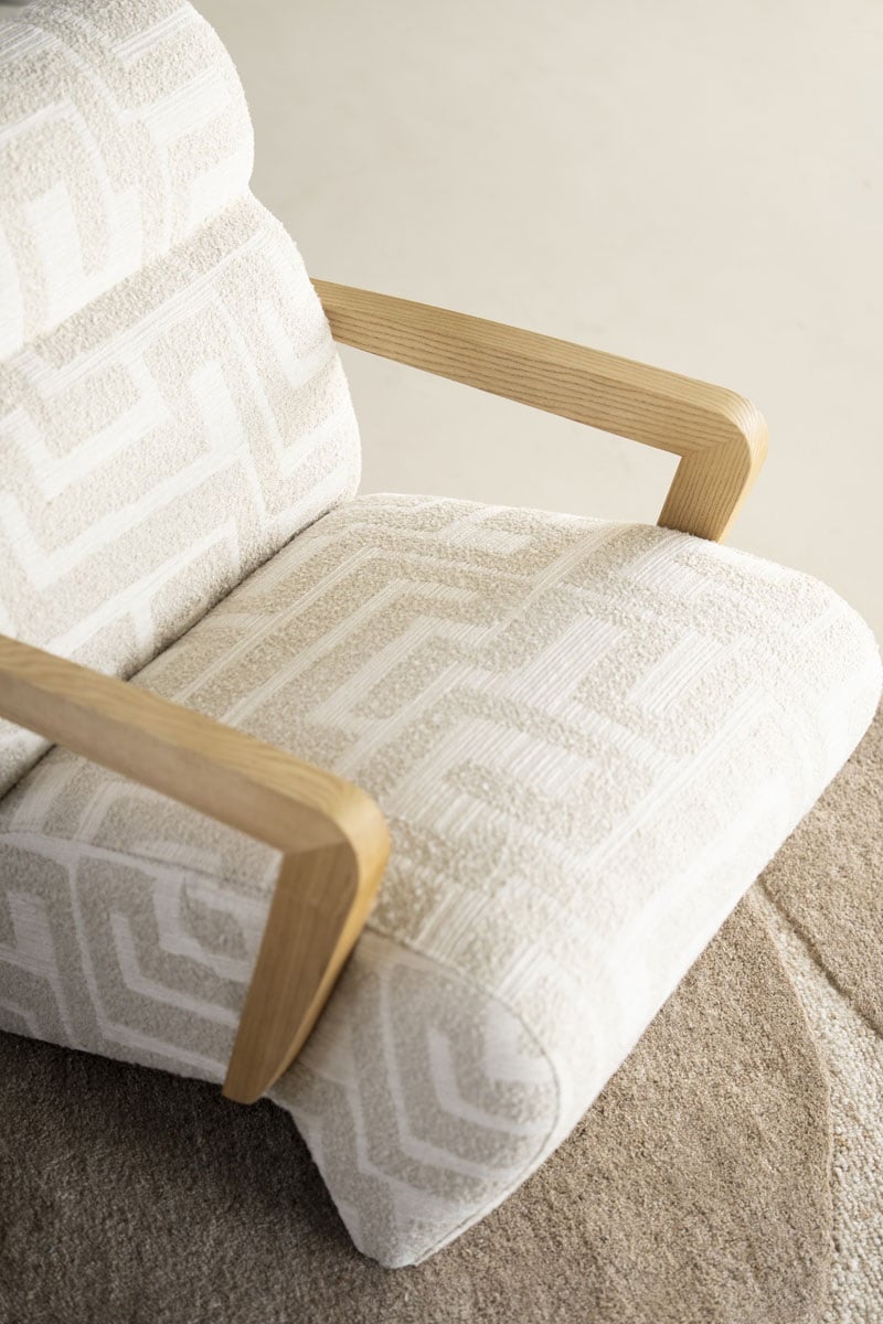 Sessel Olek Eschenholz Stoff beige Libre Relaxsessel Fernsehsessel