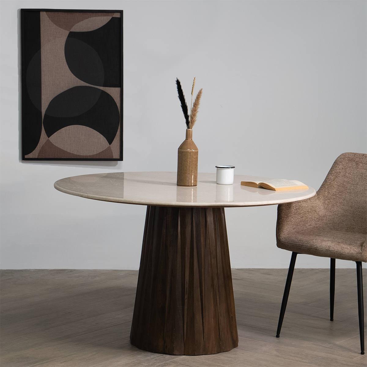 Esstisch rund mit Marmoplatte in beige Ø 120 cm