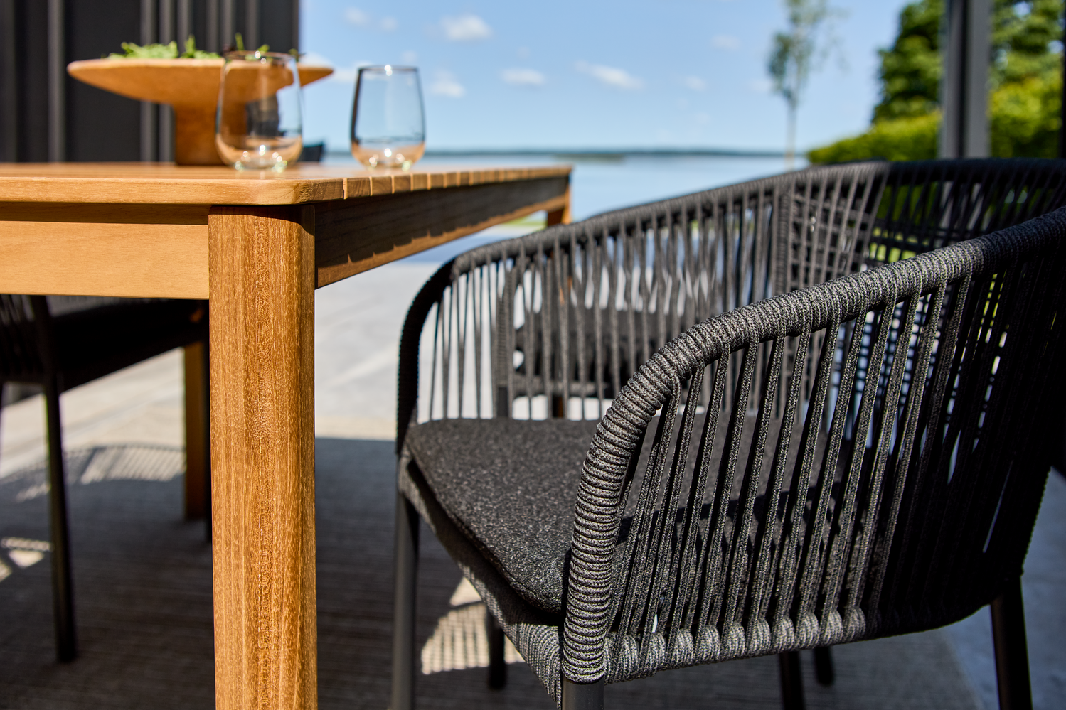 Gartensessel Gartenstuhl Delta Geflecht Aluminium schwarz