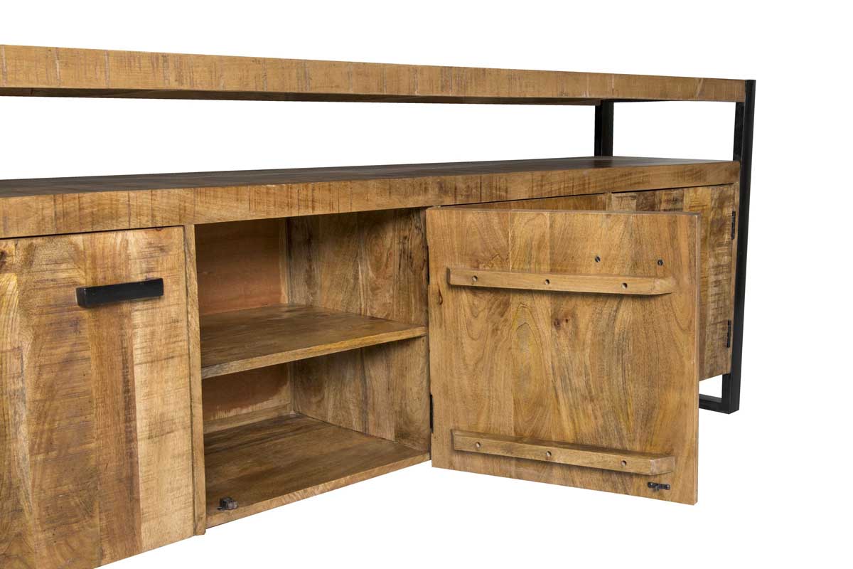 Kommode Sideboard Nairobi 210 cm Mango Holz Metall schwarz