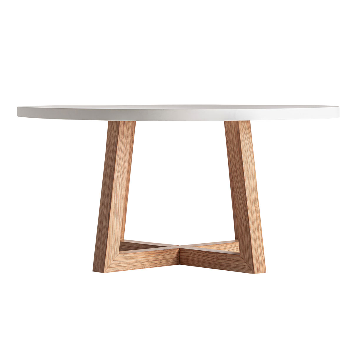 Esstisch KOSHENA rund Ø 152 cm cremeweiße Betonplatte- Aluminiumgestell 