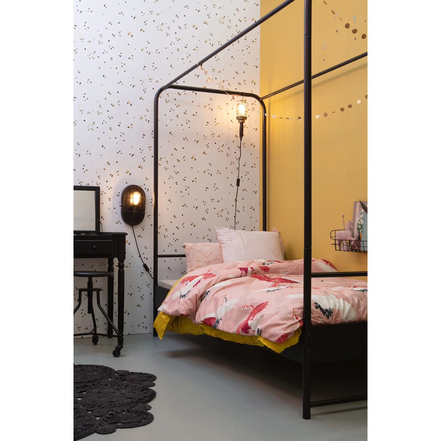 woood Himmelbett Bett Bunk 200 x 90 cm Metall schwarz