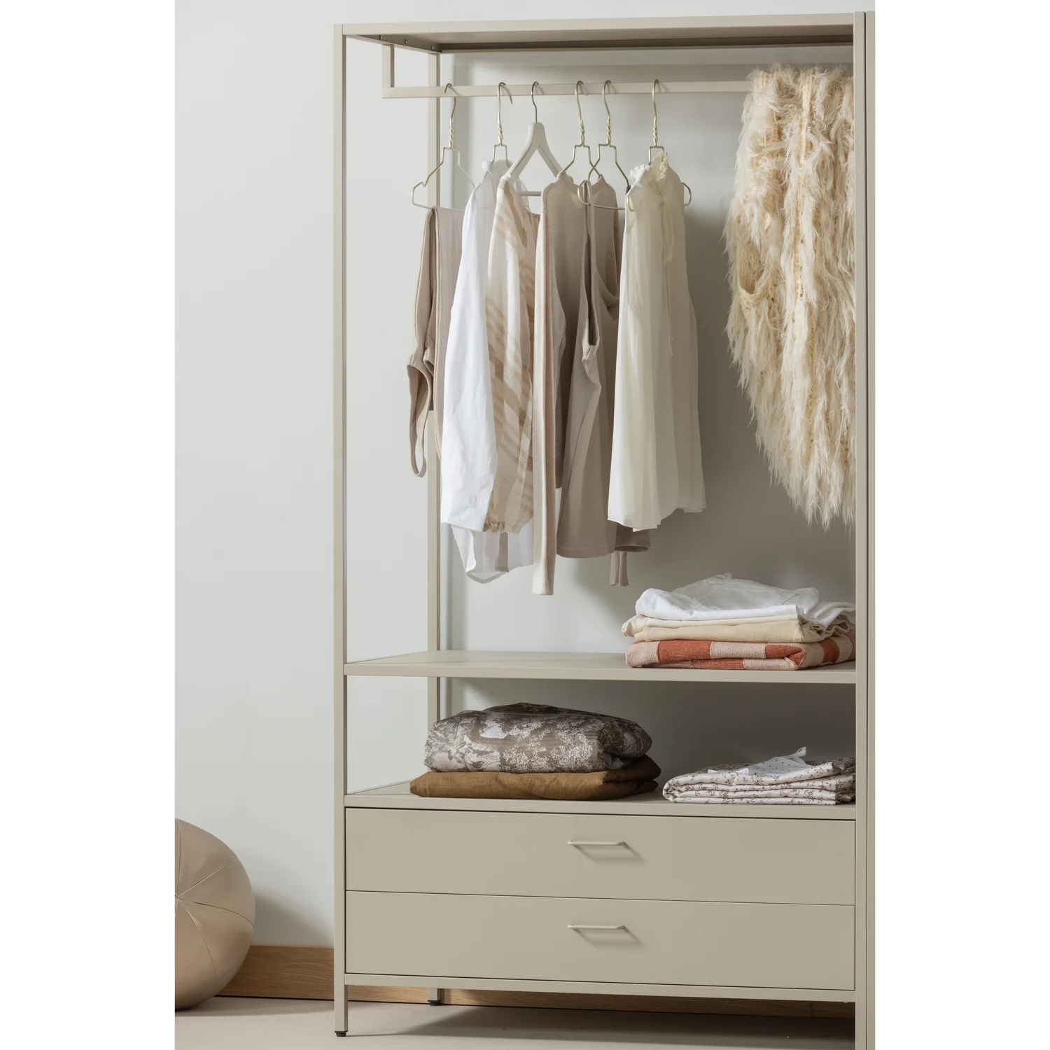 Kleiderschrank Kleiderständer Ferris B 100 cm Metall sandfarben  