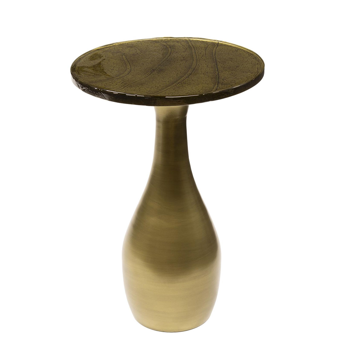 Beistelltisch Drop Ellipse M Metall Glas Gold antik Finish