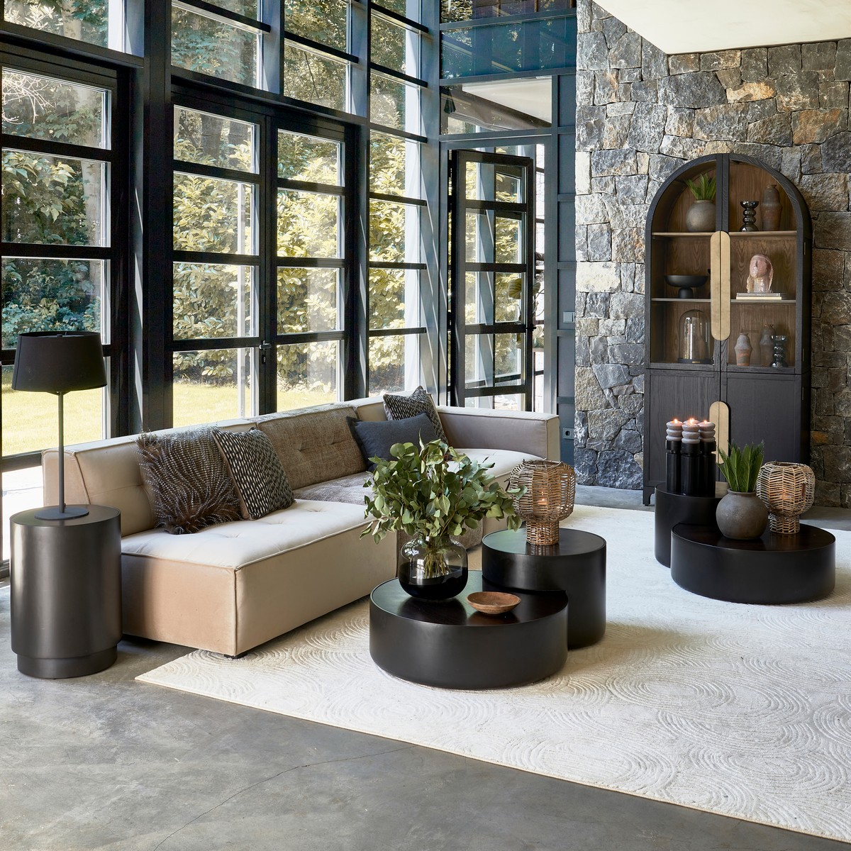 Rivièra Maison Couchtisch Hollywood Hills Schwarz – Set aus 2 Tischen  