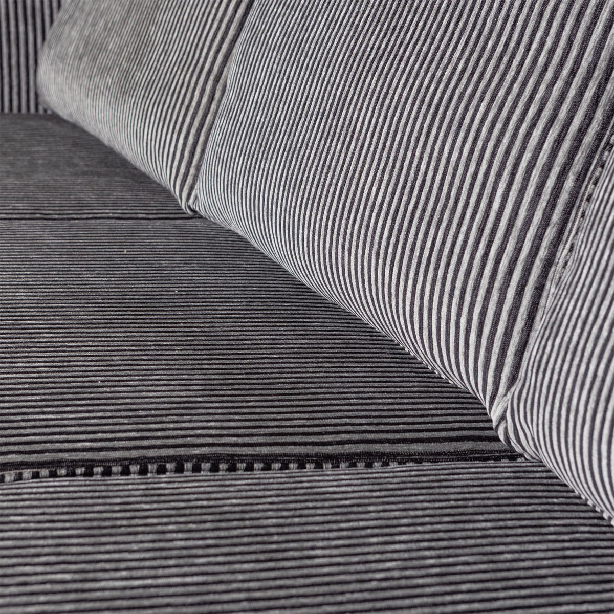 BePureHome 3 Sitzer Sofa RODEO Webstoff Streifen schwarz grau