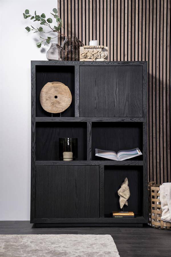 Schrank Bücherschrank Helsinki H 170 cm Eiche schwarz