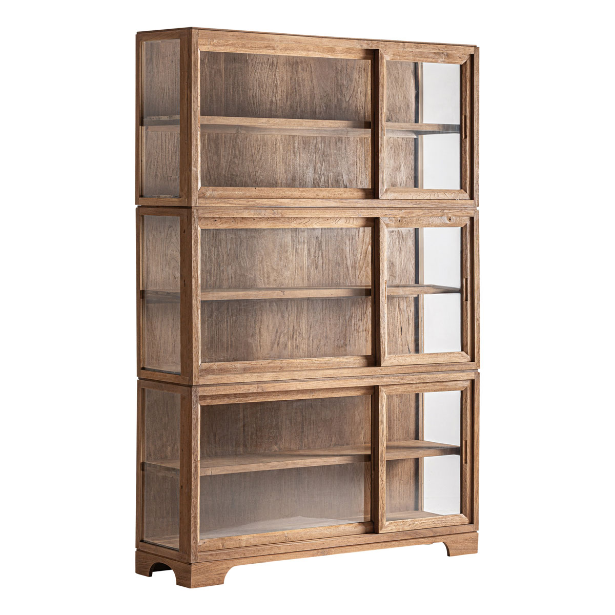 Vitrinenschrank BROICH H 220 cm Teakholz Vitrine Schrank
