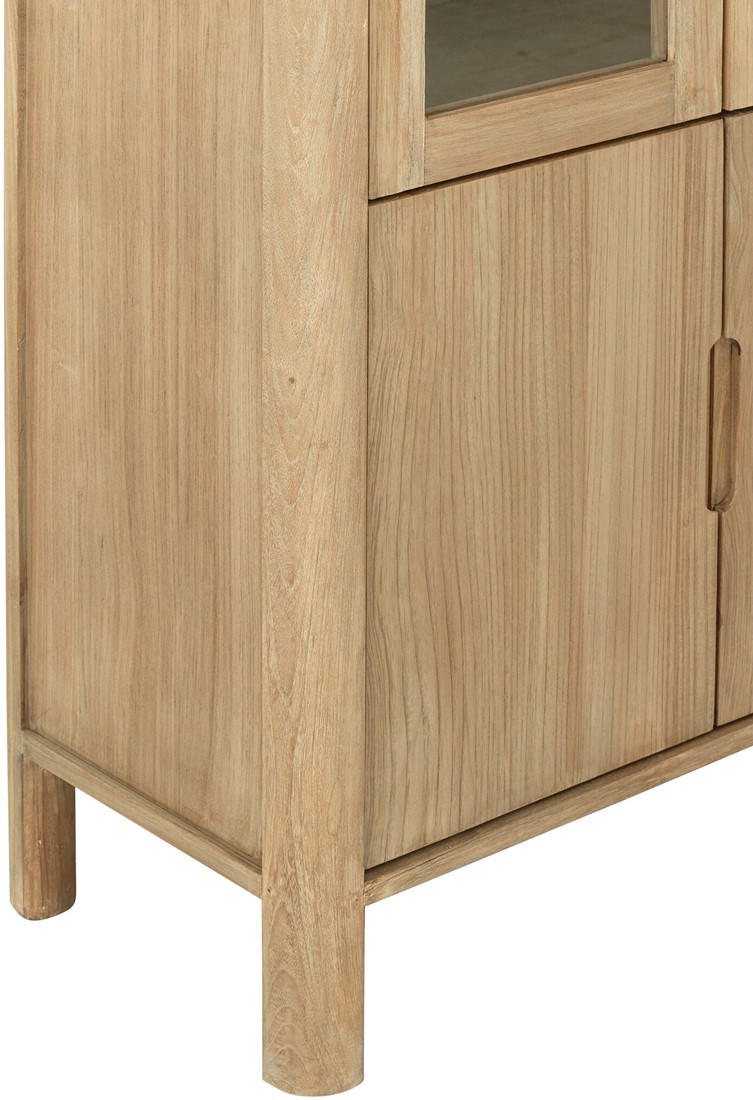 Vitrine Vitrinenschrank Forte H 210 cm Teakholz natur