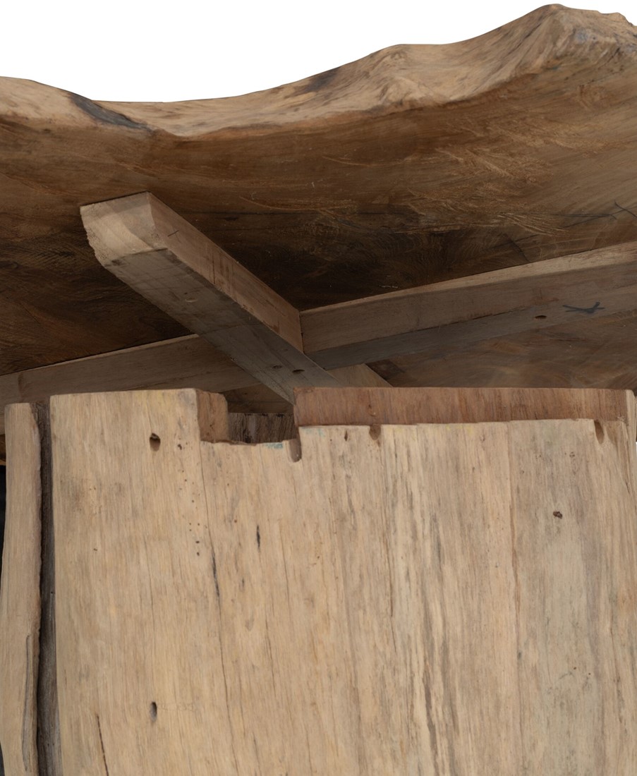 Bartisch MERAPI aus recyceltem Teakholz – Natur Unikat Outdoor