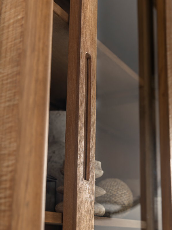 Vitrine Vitrinenschrank Bliss H 210 cm recyceltes Teakholz