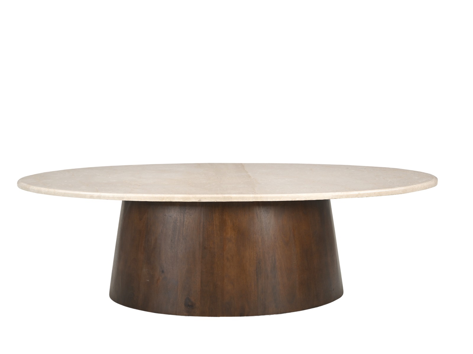 Couchtisch Bottecino oval 120 x 65 cm Mangoholz braun Marmor