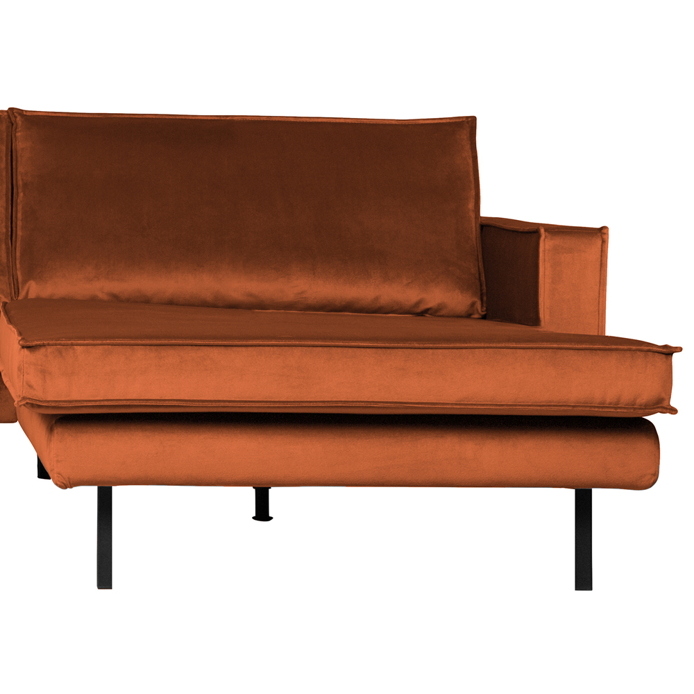 Eckgarnitur Rodeo Samt rostfarben Couch Sofa Ecksofa Longchair rechts