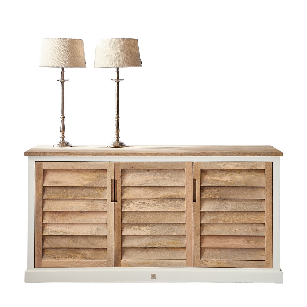 Rivièra Maison Dressoir Pacifica Natur Weiß 180 cm aus massivem Mangoholz im skandinavischen Stil