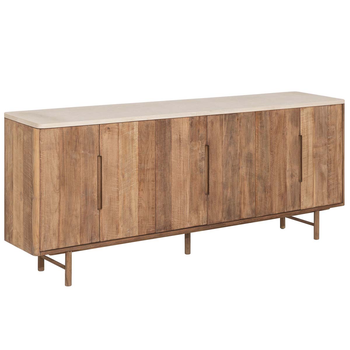 Sideboard Bliss 220 cm recyceltes Teakholz Mortex Deckplatte