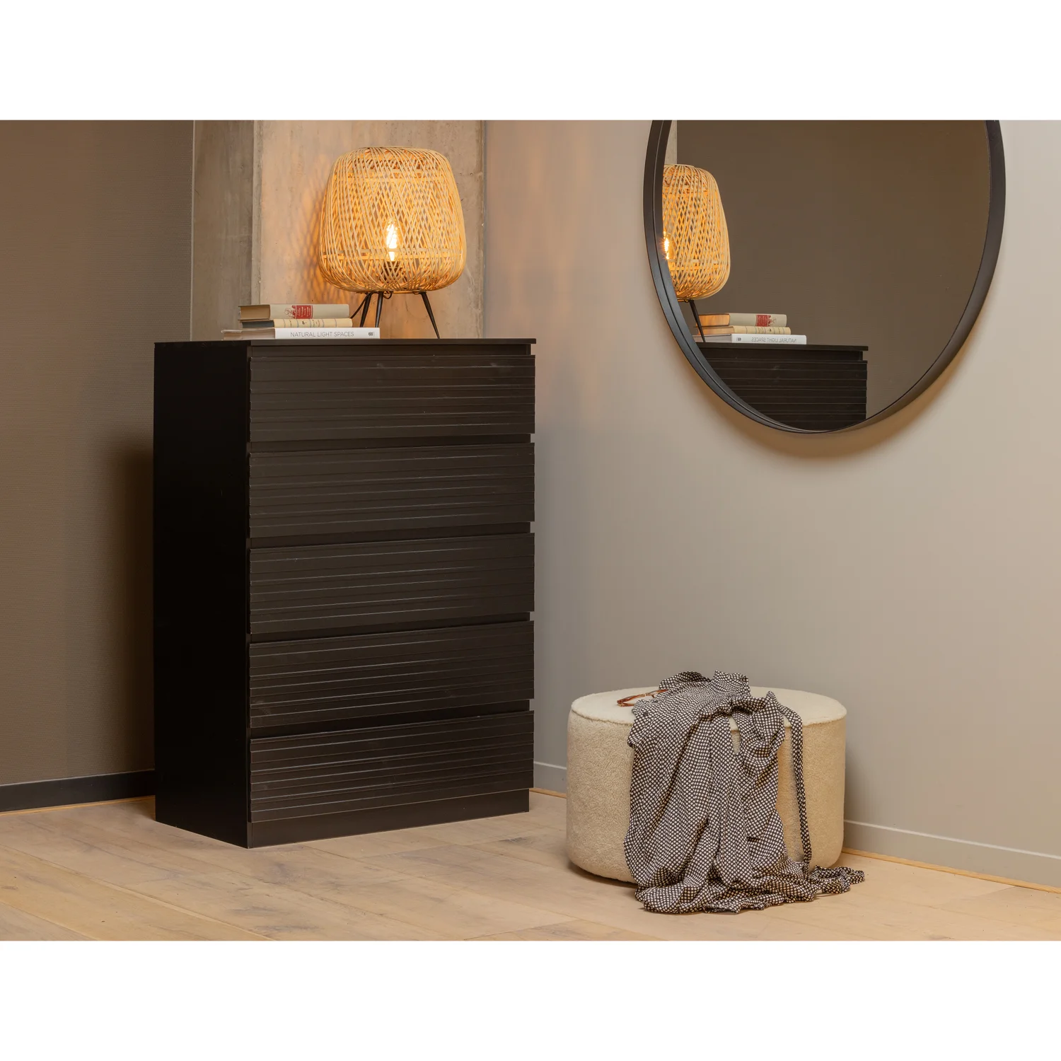 Hocker rund Ø 60 cm SARA Teddystoff off white