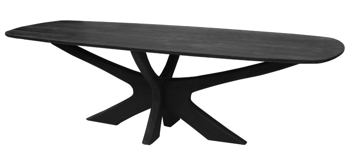 Esstisch Montreaux 220 x 100 cm oval Mangoholz schwarz