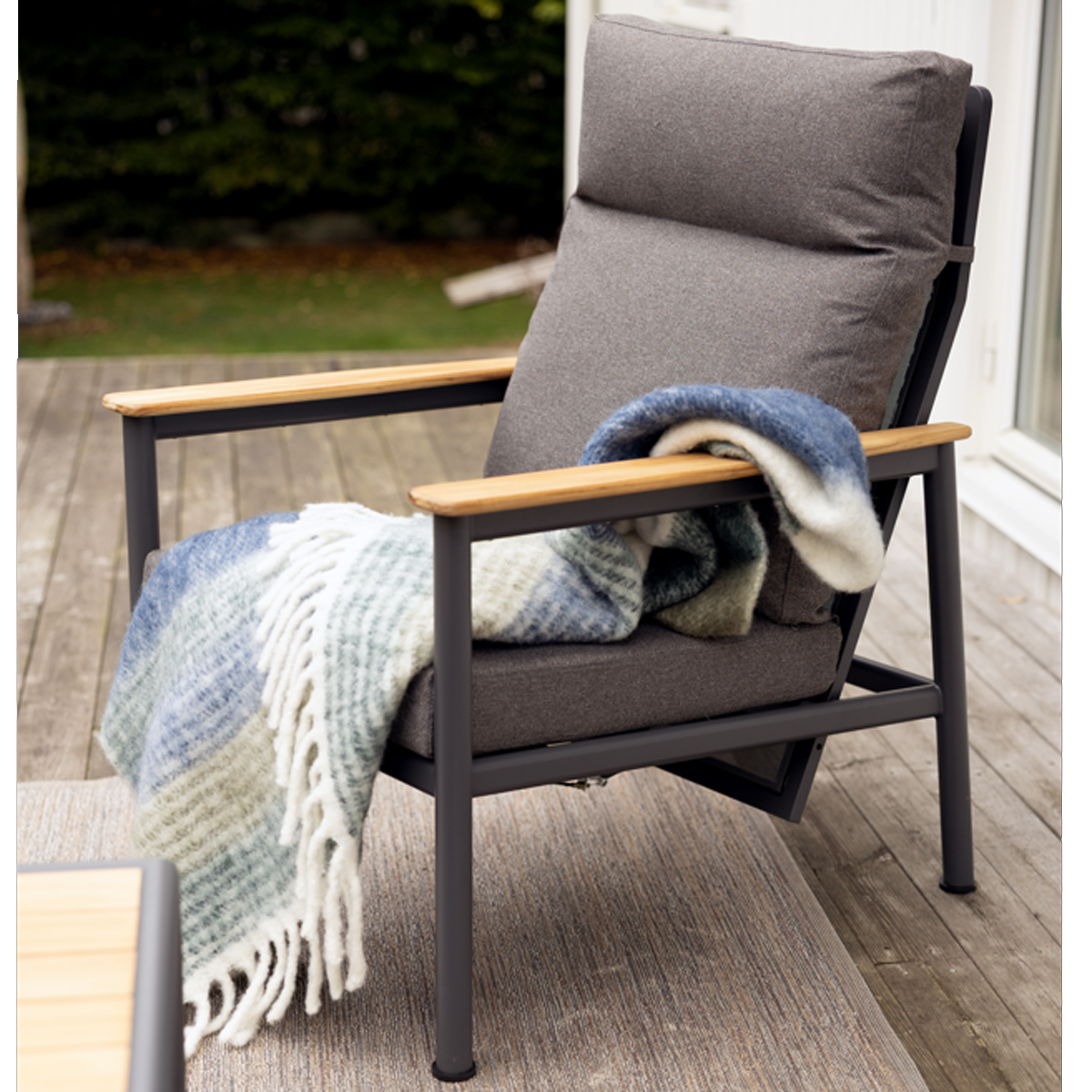 Gartensessel Gartenstuhl Gordon Soft Dawn mit Kissen Aluminium anthrazit